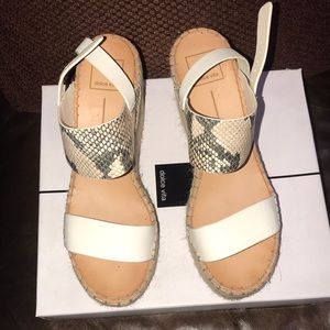 NWT- Dolce Vita- Spiro- off white leather and snake print espadrille wedge